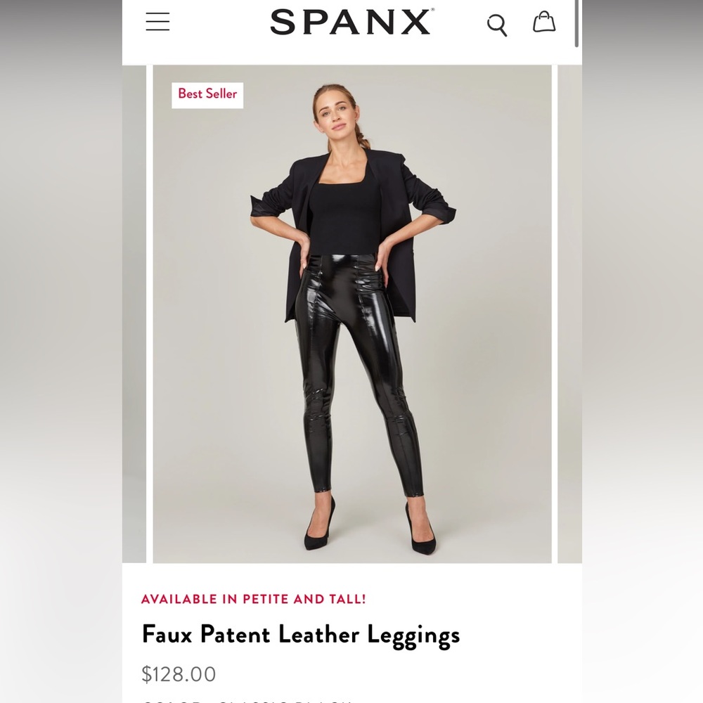 Spanx Faux Patent Leather Leggings, Size small